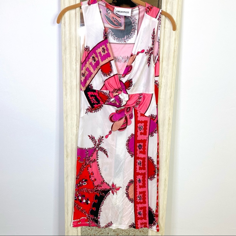 Emilio Pucci white pink red geometric print dress - Picture 6 of 16